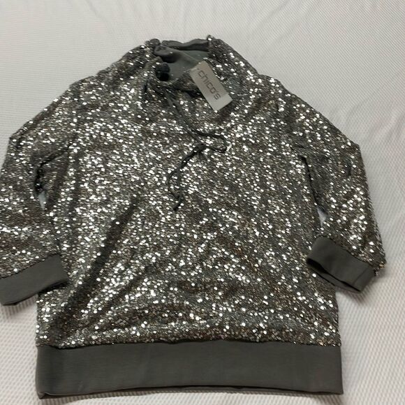 Chico's Tops - NWT New with Tags Chico’s Zenergy Sequin Mesh Pullover Sparkle Top Size 0